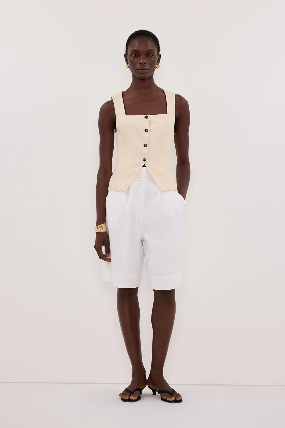 FRAN SANDSTONE LINEN VEST | DISSH