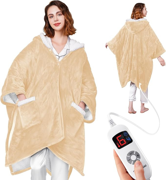 Wearable Heated Blanket - Cozy Gift for Women, Mom, Men| Reversible Flannel & Sherpa Electric Wra... | Amazon (US)