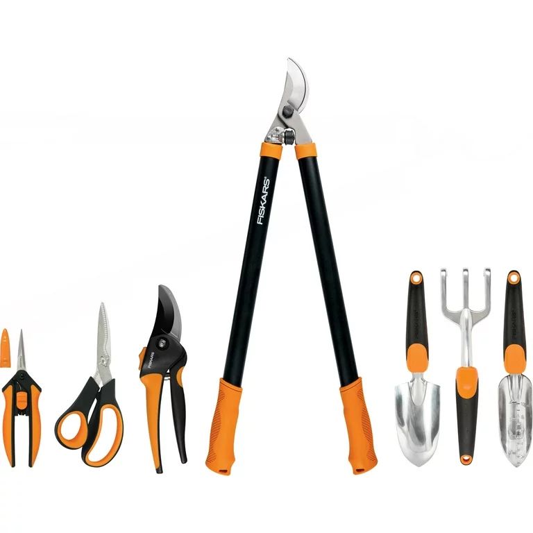 Fiskars Beginner 7 Pc Garden Tools Bundle, Steel, Orange and Black | Walmart (US)
