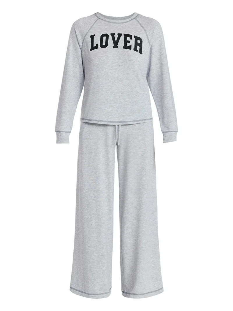 Joyspun Women's Cozy Lounge Collection Hacci Long Sleeve Top and Pants Pajama Set, 2-Piece, Sizes... | Walmart (US)