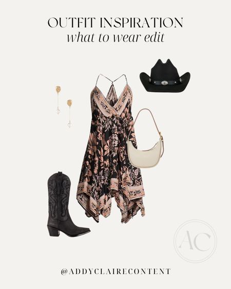Country Concert Summer Outfit- It's giving Chris Stapleton Concert vibes

summer mini dress/ Zach Bryan concert outfit/ Women's cowboy boots/ black cowboy boots/ free people dress/ womens sundress/ cowboy hat outfit/ womens black cowboy hat/ country concert outfit ideas/ country concert fits/ country concert dress outfit/ Nashville outfit/ Morgan wallen concert outfit/ Luke combs concert outfit/ Riley green concert outfit/ costal cowgirl/ western outfit inspo/ Amazon country concert/ festival outfits/ 2024 festival fits

#LTKFestival #LTKStyleTip #LTKSeasonal