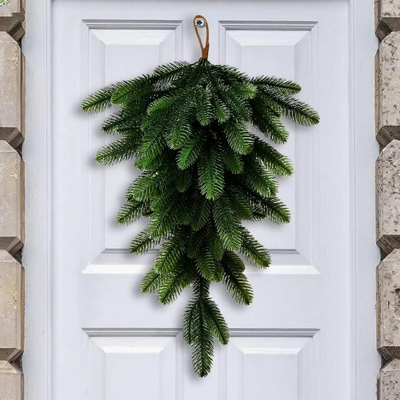 Wall Mount Rattan Artificial Christmas Vine Decor, Woven Hanging Holiday Foliage Ornament, Indoor... | Walmart (US)