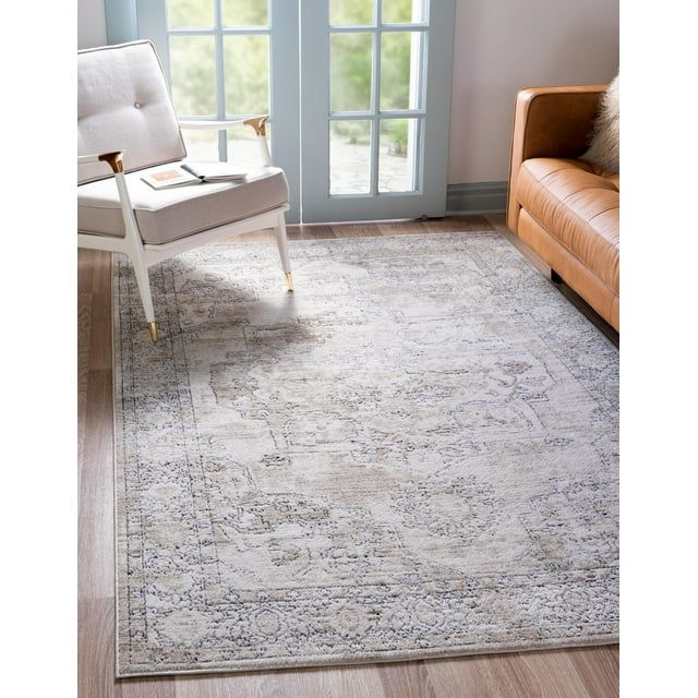 Rugs.com Oregon Collection Rug – 7' x 10' Ivory Low-Pile Rug Perfect For Living Rooms, Large Di... | Walmart (US)