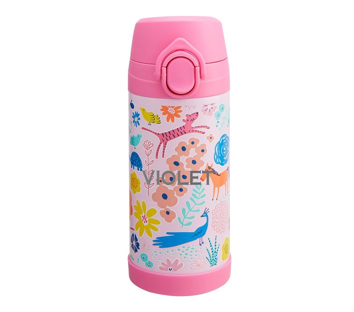 Mackenzie Pink Sasha's Garden Water Bottle | Pottery Barn Kids