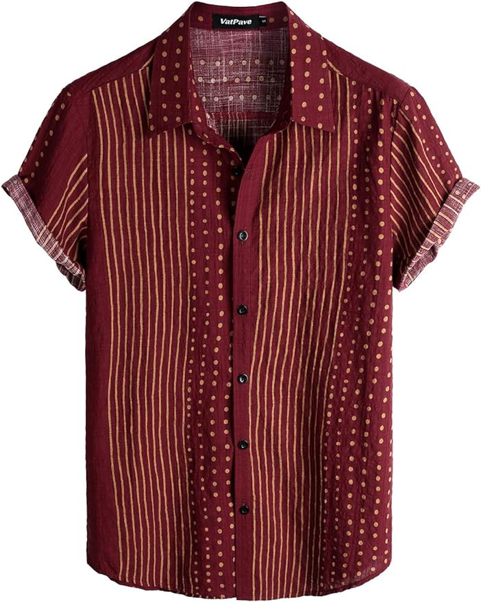 VATPAVE Mens Casual Short Sleeve Button Down Shirts Regular Fit Hawaiian Summer Shirt | Amazon (US)