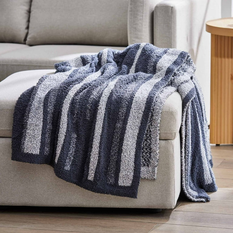 Better Homes & Gardens Soft Cozy Knit Oversize Couch Throw Blanket, Charcoal Stripe | Walmart (US)