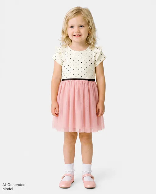Baby And Toddler Girls Dot Print Tutu Dress - Cream | The Children's Place