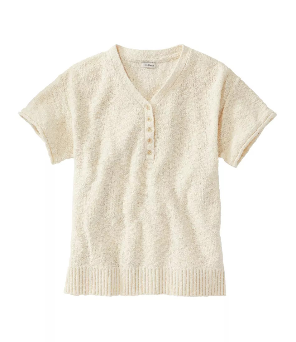 Women's Midweight Cotton Slub Sweater, Henley Short-Sleeve | L.L. Bean