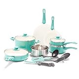 GreenLife Soft Grip Healthy Ceramic Nonstick, 15 Piece Cookware Pots and Pans Set, Induction, PFA... | Amazon (US)