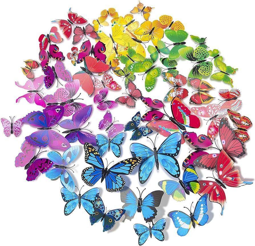 84 x PCS 3D Colorful Butterfly Wall Stickers DIY Art Decor Crafts for Party Cosplay Wedding Offic... | Amazon (US)