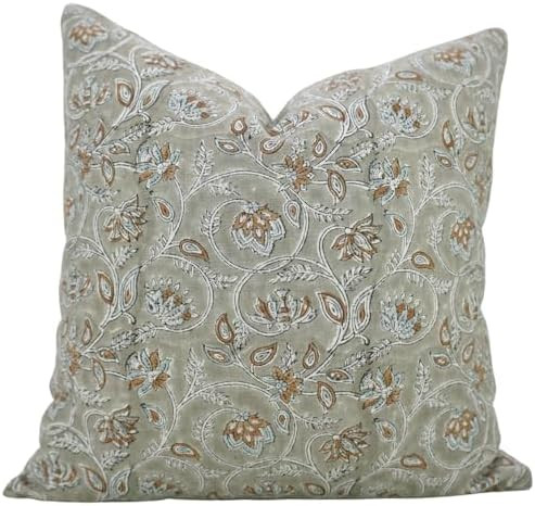 20x20 Pillow Covers Hand Block Print Pillowcase – Handmade Cotton Boho Cushion Cover Floral Pri... | Amazon (US)