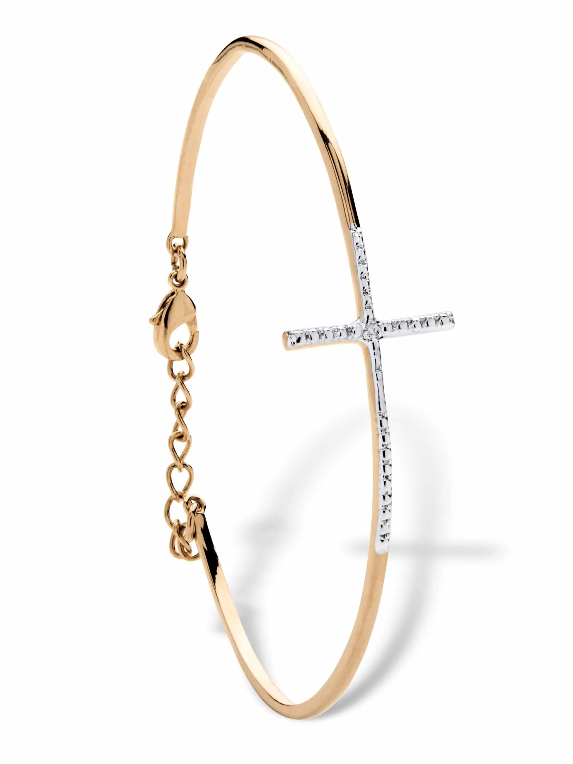 PalmBeach Jewelry Pave Diamond Accent Horizontal Cross Bracelet 18k Gold-Plated | Walmart (US)