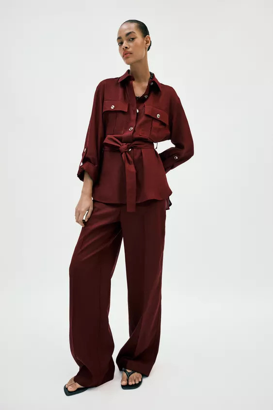 STRAIGHT-LEG LINEN BLEND TROUSERS | Zara UK