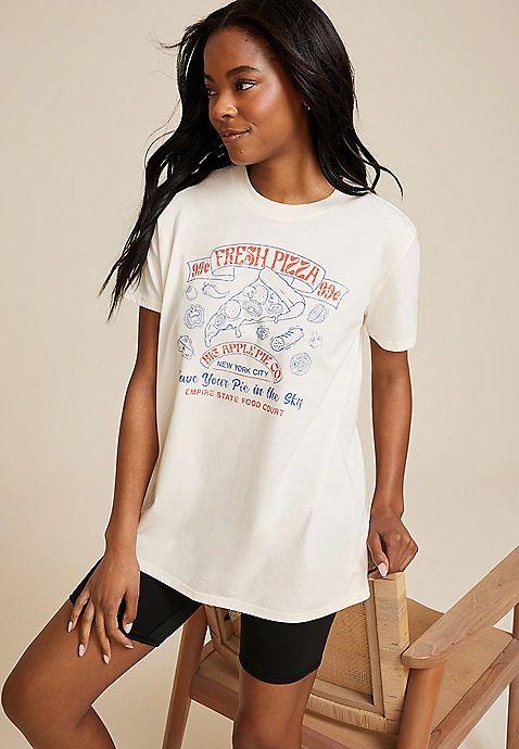 Fresh Pizza Oversized Graphic Tee | Maurices