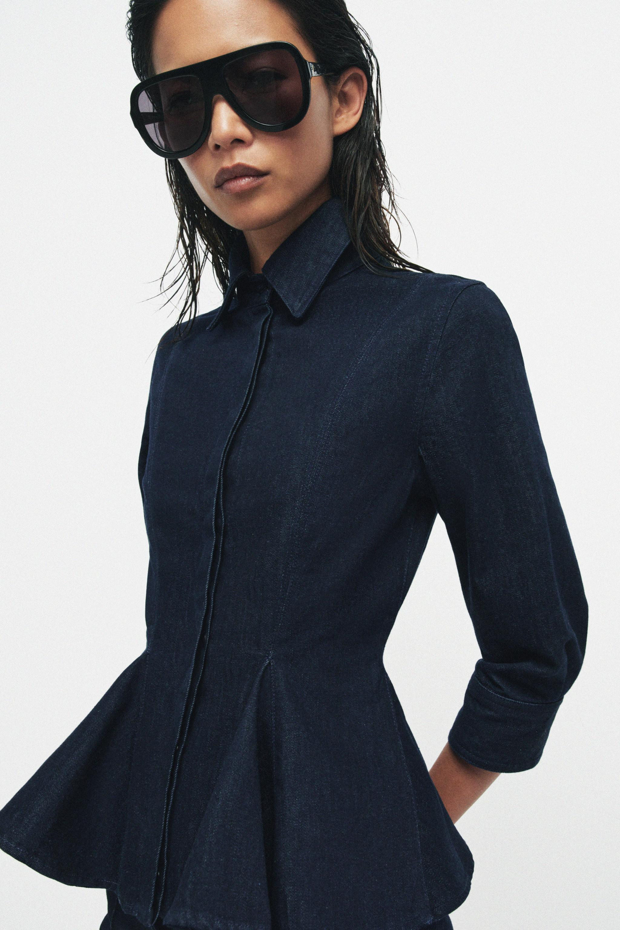 ZW COLLECTION PEPLUM DENIM SHIRT | Zara US