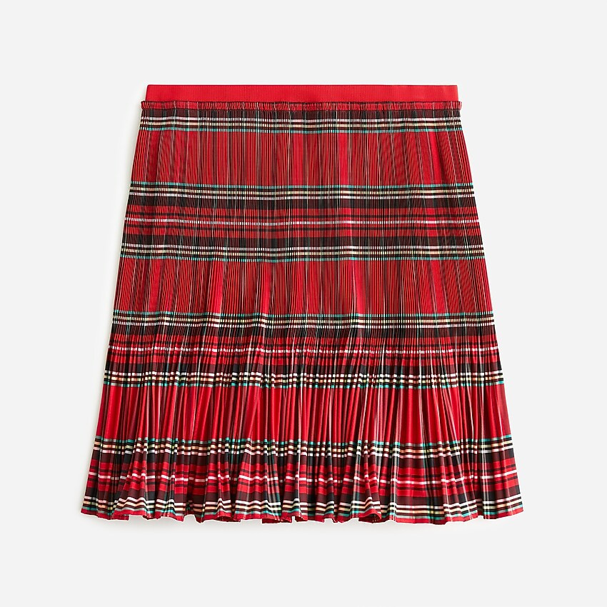 Pleated taffeta skirt in Good Tidings plaid | J. Crew US