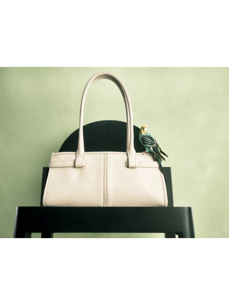 Time and Tru Women's Faux Leather Gwyn Shoulder Handbag, Bleached Beige | Walmart (US)