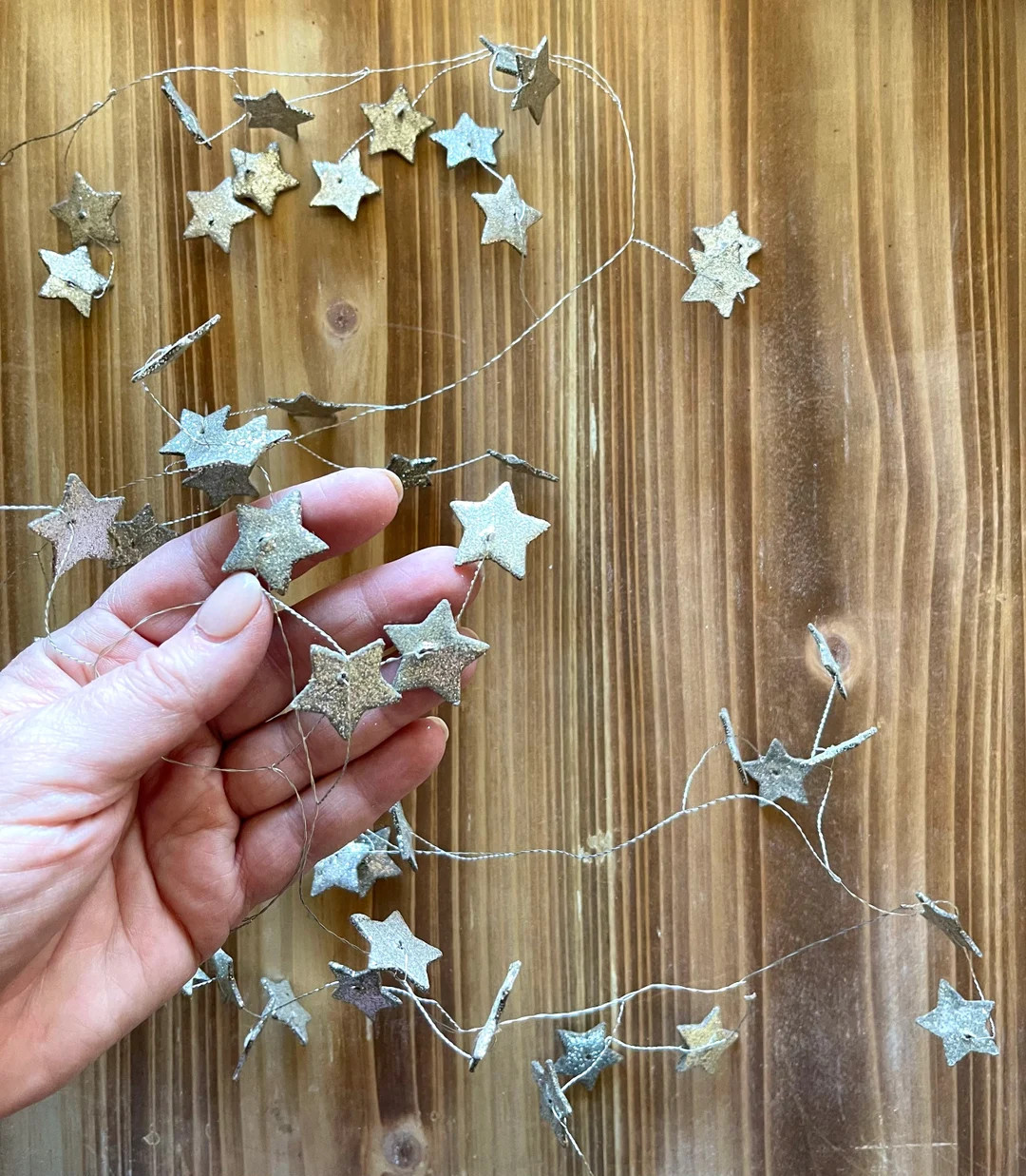 Silver Glitter Star Garland \u2013 Tiny Wired Holiday Decor, 6 Foot Metallic Accent - Etsy | Etsy (Global)