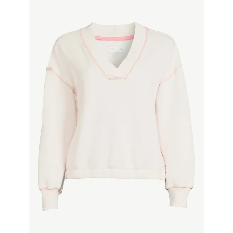 Free Assembly Women's V-Neck Sweatshirt with Long Sleeves | Walmart (US)