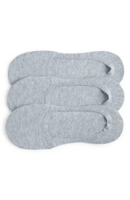 Nordstrom 3-Pack Cotton Blend No-Show Socks in Grey Heather at Nordstrom, Size 9 | Nordstrom