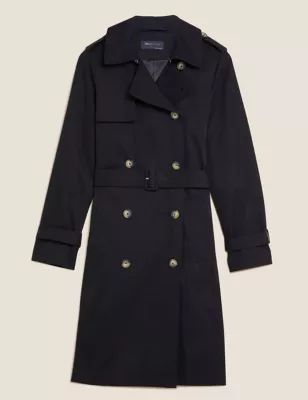Double Breasted Trench Coat with Recycled Polyester | Marks & Spencer IE