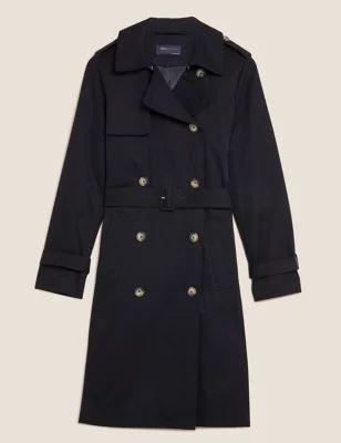 Double Breasted Trench Coat with Recycled Polyester | M&S Collection | M&S | Marks & Spencer (UK)