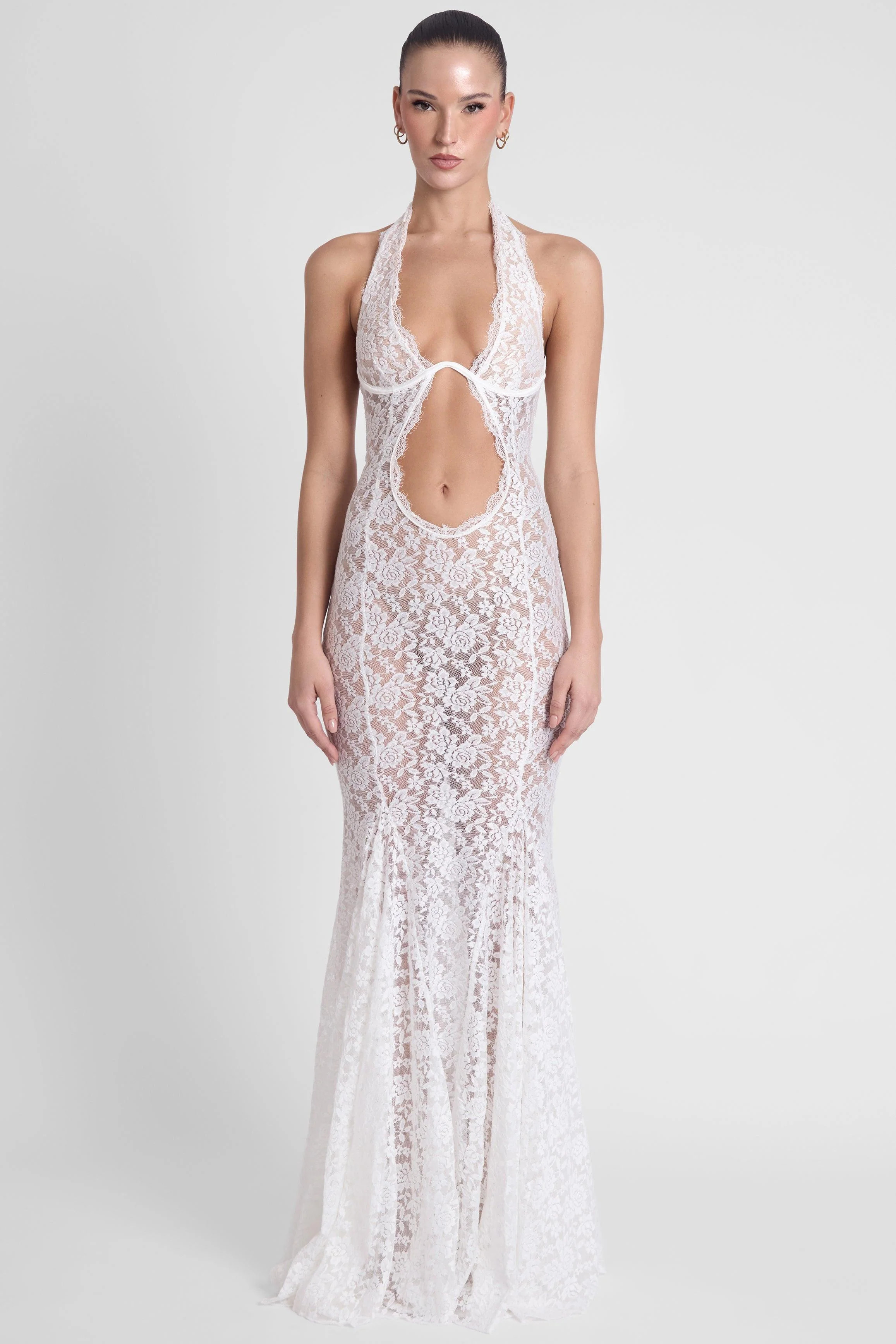 Saltair Lace Bustier Maxi Dress - White | LEAU (US)