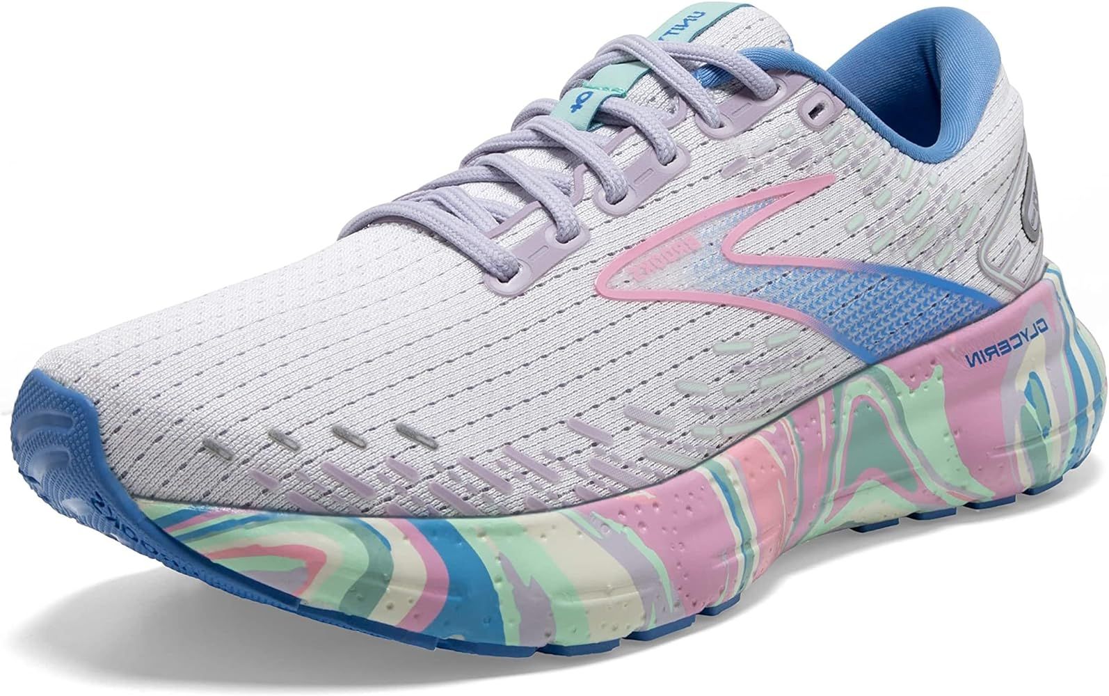 Brooks Women's Glycerin 20 Neutral Running Shoe - White/Purple/Pink - 8.5 Medium | Amazon (US)