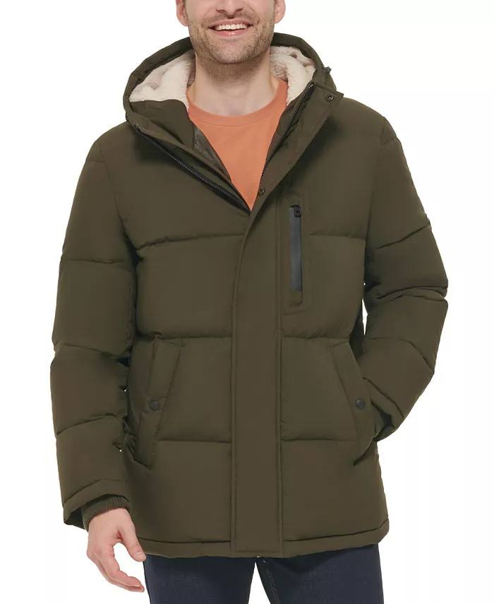 Cole Haan Men's Puffer Coat With Fleece-Lined Hood - Macy's | Macy's