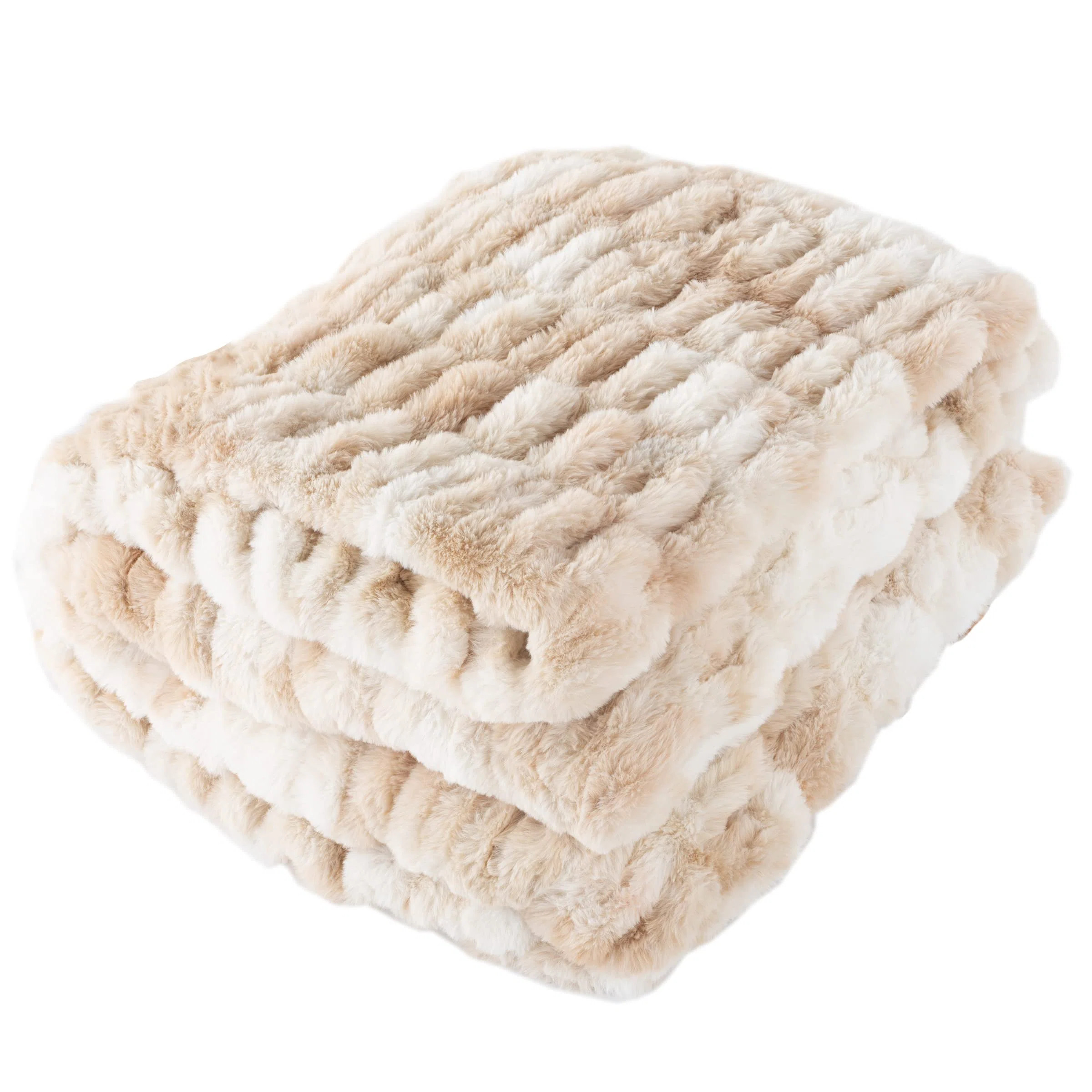 Oversized Ruched Faux Fur Blanket - Faux Fur Queen-Size Throw For Sofas And Beds | Wayfair North America