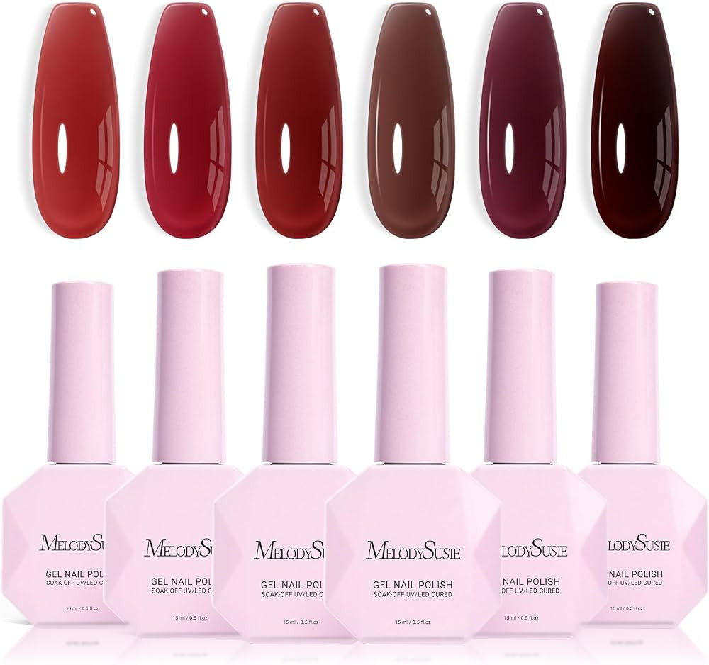 MelodySusie Jelly Gel Nail Polish Set 6Pcs 15ML 0.3Fl Oz | Amazon (US)