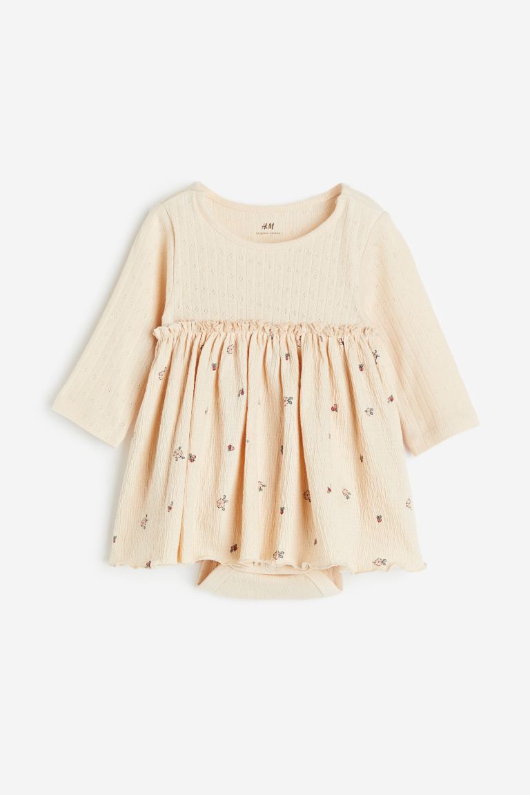 Jersey dress with a bodysuit - Light beige/Floral - Kids | H&M GB | H&M (UK, MY, IN, SG, PH, TW, HK)