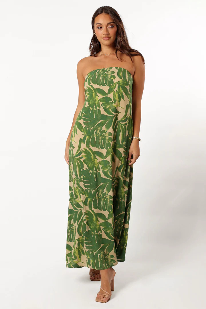 Penny Strapless Midi Dress - Ibiza Palm | Petal & Pup (US)
