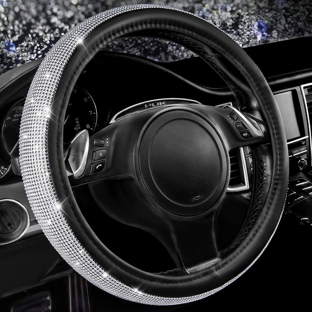 CAR PASS Bling Diamond Leather Steering Wheel Cover, with Bling Sparkly Crystal Glitter Rhineston... | Amazon (US)