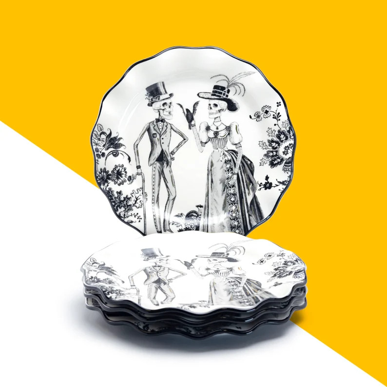 Set of Four 8.5 Skeletons Dessert Salad Plates Each 1 - Etsy | Etsy (US)