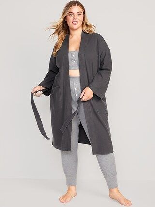 Oversized Waffle-Knit Tie-Belt Robe for Women | Old Navy (US)