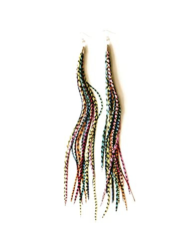 Feather Headz Bohemian handmade Rainbow long lightweight feather dangle earrings for women | Amazon (US)