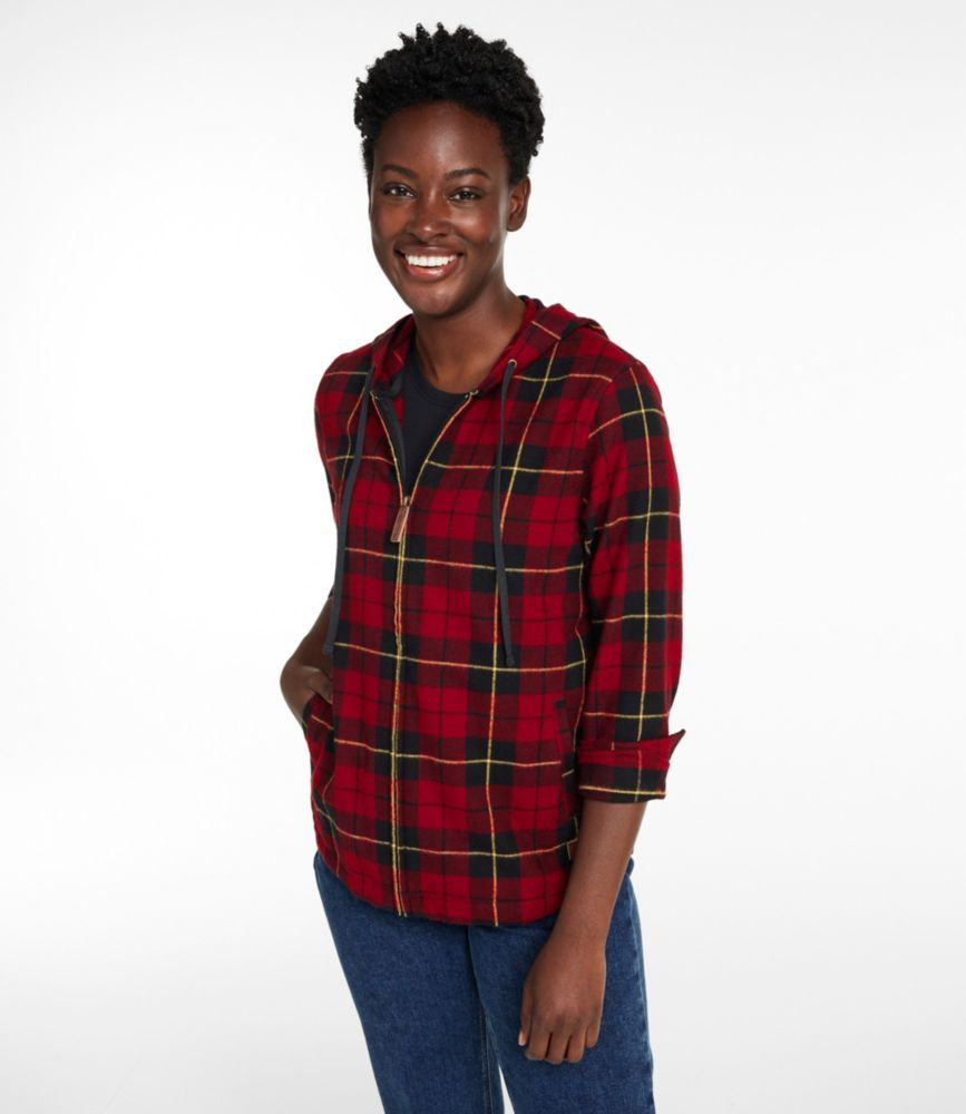 Women's Scotch Plaid Flannel Shirt, Relaxed Zip Hoodie Wallace Medium L. L.Bean | L.L. Bean