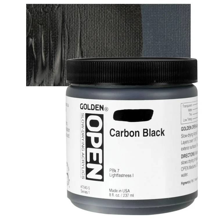 Golden Artist Open Acrylic Paint, Carbon Black, 8 oz | Walmart (US)