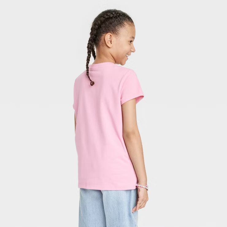 Girls' Rainbow Short Sleeve Graphic T-Shirt - Cat & Jack™ Bright Pink | Target