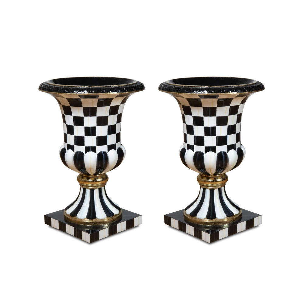 Courtly Check Pedestal Urn, Set of 2 | MacKenzie-Childs