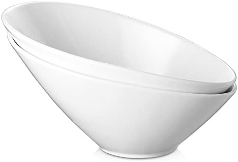 DOWAN Salad Bowls, 2 Packs Serving Bowls Porcelain, 26 Ounce Pasta Bowls, Elegant White Angled Ce... | Amazon (US)