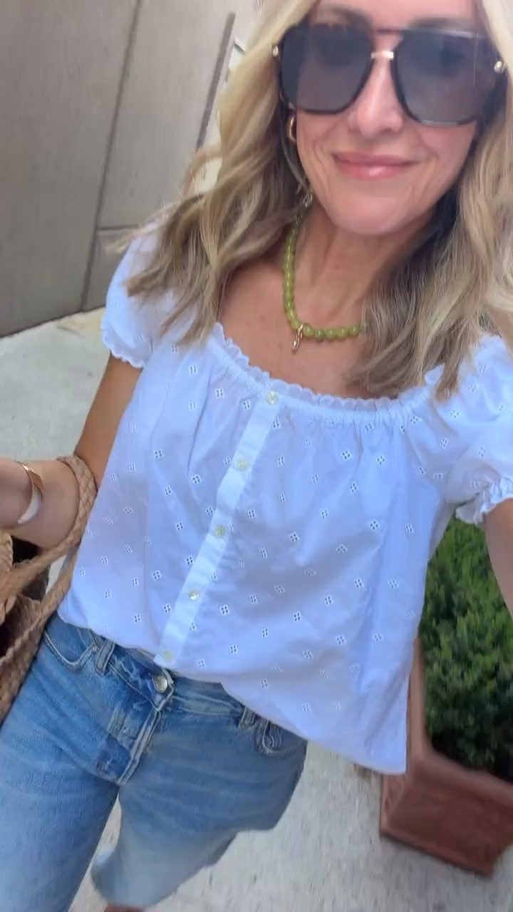 This eyelet blouse is one of those pretty tops that makes jeans feel a little more special. The soft blue is so good with denim and the woven bag adds just the right amount of texture.

eyelet blouse, blue blouse, feminine top, denim outfit, casual outfit, summer style, transitional outfit, woven bag, everyday style, jeans outfit, summer to fall outfit, hauteandhumid

#LTKootd #LTKOver40 #LTKSeasonal