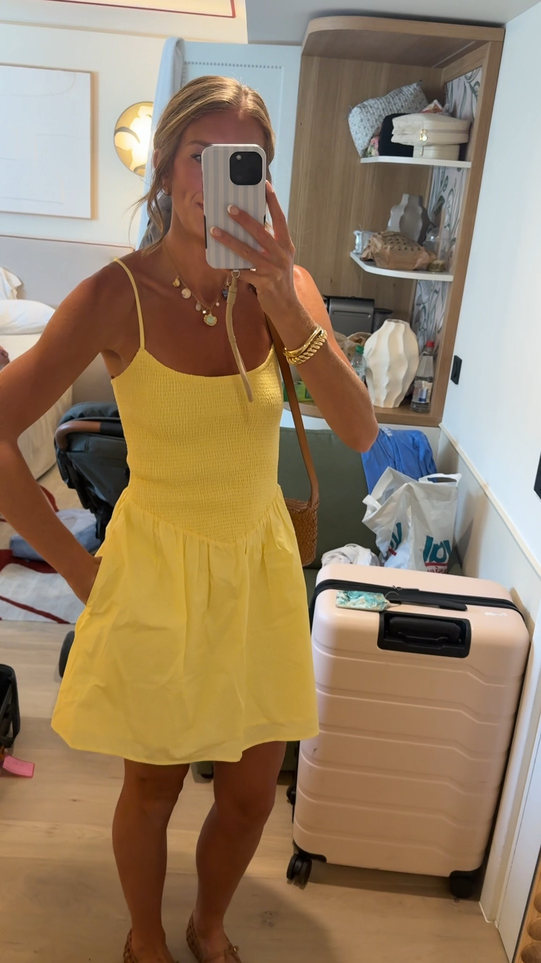 Europe outfit wore while vacationing to France. Size small tall in the butter yellow dress. Stretchy, adjustable straps, tall and petite sizes. Wearing nippies as my bra and biker shorts under (toddler mom Haha)

#LTKSeasonal #LTKTravel