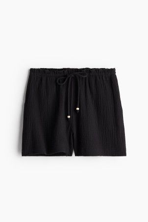 Muslin Shorts - High waist - Short - Beige - Ladies | H&M US | H&M (US + CA)