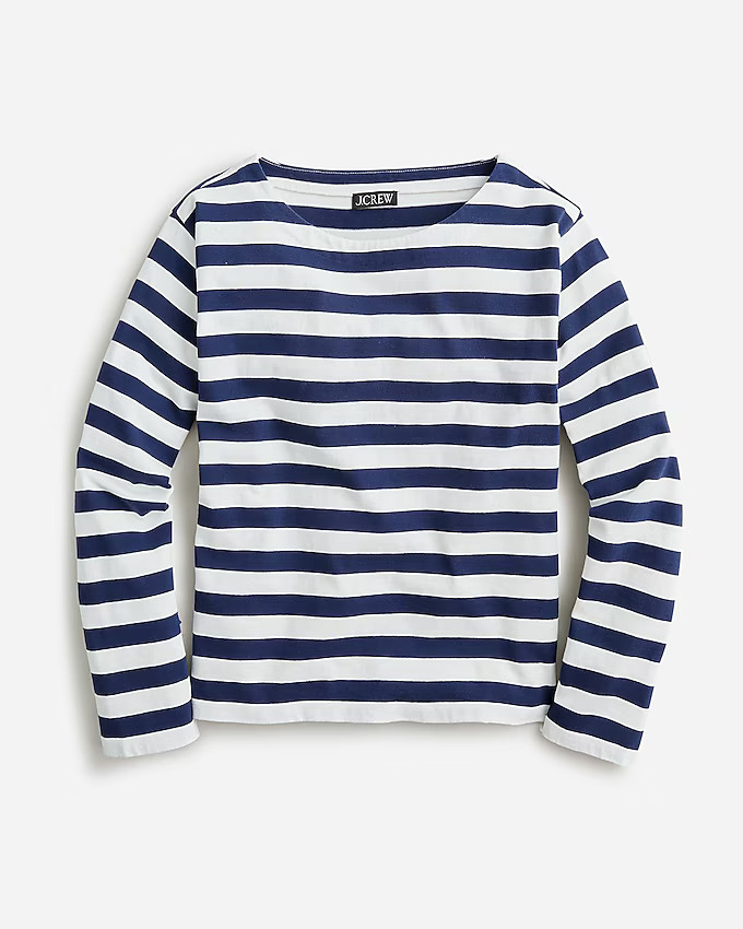 Relaxed long-sleeve boatneck T-shirt in stripe | J. Crew US