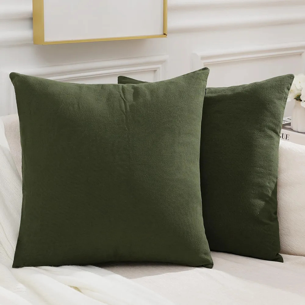 Pallene Decorative Linen Burlap Throw Pillow Covers 20x20 Set of 2, Solid Square Couch Pillow Cov... | Amazon (US)