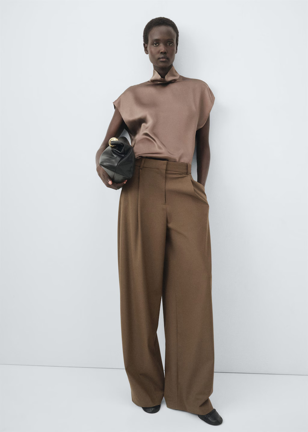 Pleated straight-leg suit pants medium brown - Woman - 0 - MANGO | Mango (US/MX/AU)