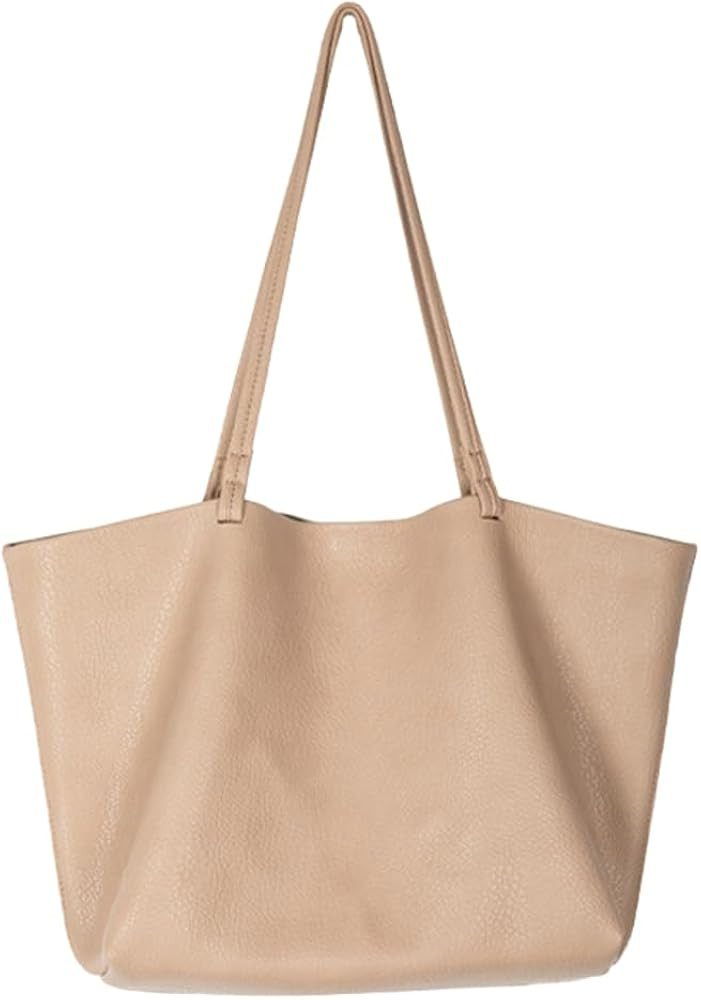 Women's Large Totes PU Leather Shoulder Bag Soft Purse Handbag Casual Top Handle Bag for Travel W... | Amazon (US)