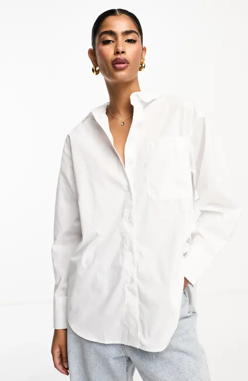 ASOS DESIGN Oversize Button-Up Oxford Shirt in White at Nordstrom, Size 2 Us | Nordstrom